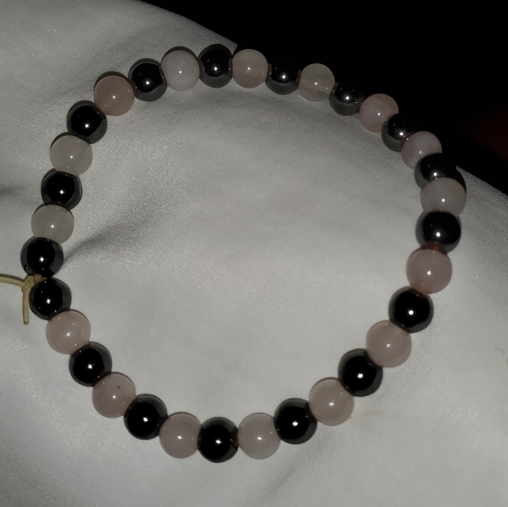 Rose Quartz & Hematite Handmade Stretch Bracelet